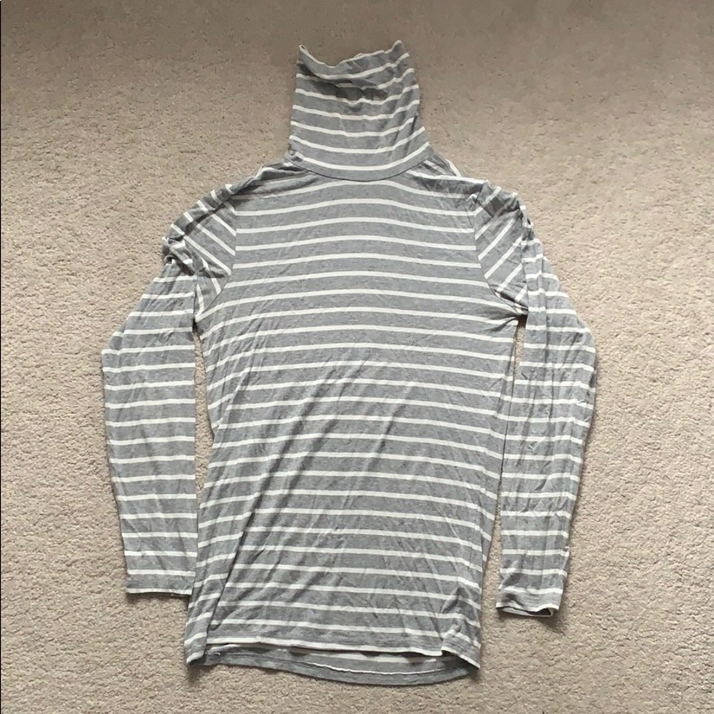 (3/$10) Joe Fresh Grey & White Striped Turtleneck